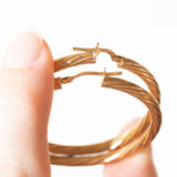 Vintage 9K Gold Hohlrohr Creolen, 70er Jahre