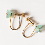 Vintage 18K yellow gold earrings with emeralds, 40s/50s