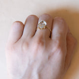 Anello vintage in oro 18K con acquamarina, anni ‘50/‘60