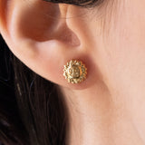 Los mit Vintage-Ohrringen aus 18 Karat Gelbgold und Vintage-Anhänger aus 18 Karat Gelbgold mit blauem Quarz, 70er Jahre