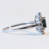 Vintage 18 Karat Weißgold Saphir (ca. 0.50 ct) und Diamanten (ca. 0.05 ctw) Gänseblümchenring, 60er Jahre