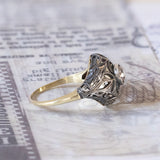 Art Nouveau ring in 14K gold and silver with a diamond of approx.0.50ct, 1920s