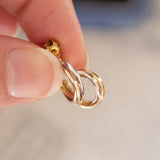 Vintage 14K yellow, white and rose gold earrings, 80s