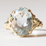 Anello vintage in oro 14K con acquamarina (4ct ca.), anni ‘60