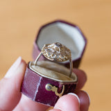 Antique 18K gold and silver daisy ring with diamonds, early 1900s