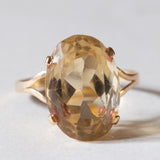 Anello vintage da cocktail in oro 18K con quarzo citrino (6ct ca.), anni ‘50/‘60