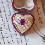 18K white gold ring with ruby ​​(1ct) and brilliant cut diamonds (1.46ctw)