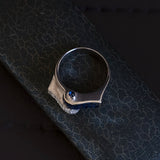 18K white gold ring with sapphires (approx. 0.70ctw) and brilliant cut diamonds (approx. 0.70ctw), 40s / 50s