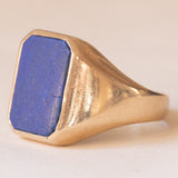 Anello vintage da sigillo in oro 9K con lapislazzuli, anni ‘60/‘70