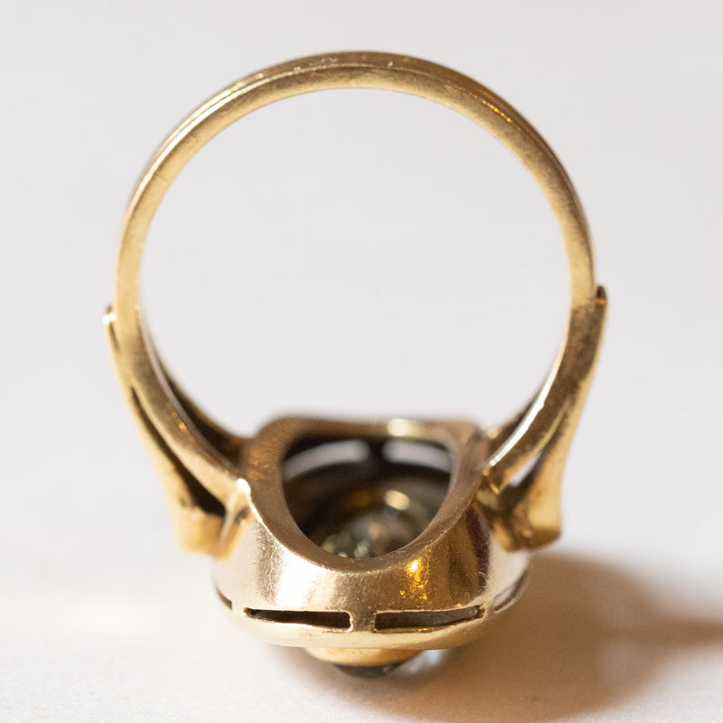 Anello vintage in oro 18K con acquamarina, anni ‘70