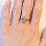 Anello a navette vintage in oro 18K con diamanti (0.20ctw ca.), anni ‘50/‘60